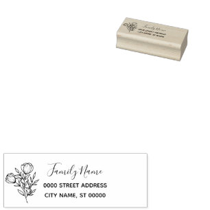 Wildflower Return Address Rubber Stamp