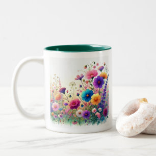 Wildflower Rhapsody Customizable Two-Tone Coffee Mug