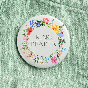 Wildflower Ring Bearer Wedding 1 Inch Round Button