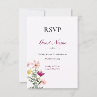 Wildflower Romance RSVP Card | Pink Floral