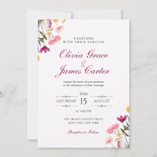 Wildflower Romance Wedding Invitation | Pink Flora