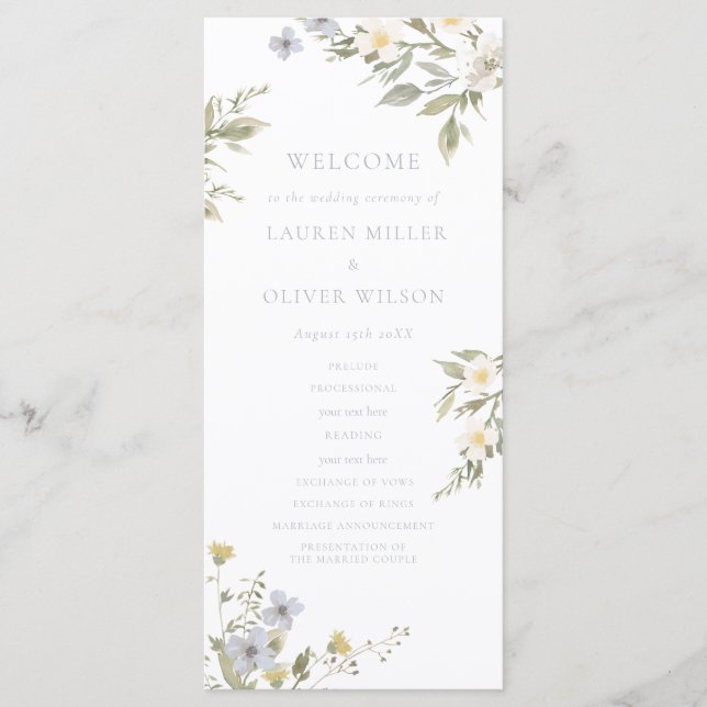 Wildflower Romance Wedding Program (Front)