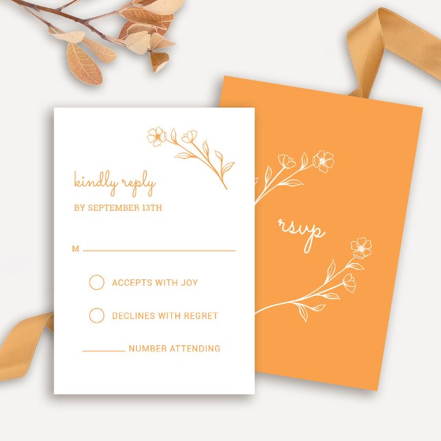 Wildflower RSVP Card in Sunset Orange (Wildflower RSVP Card in Sunset Orange)