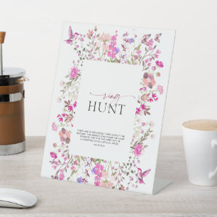 Wildflower Ruby Rose Ring Hunt Bridal Shower Pedestal Sign