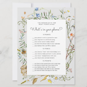 wildflower rustic Baby Shower phone game card