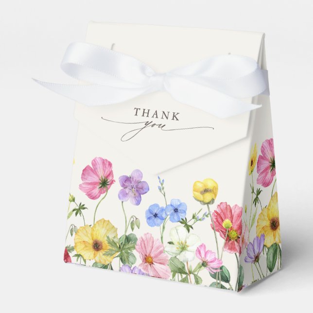 Wildflower Rustic Chic Floral Boho Bridal Shower Favor Box (Front Side)