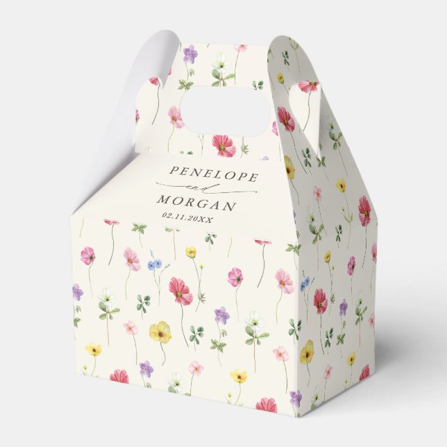 Wildflower Rustic Chic Floral Boho Country Wedding Favor Box (Back Side)