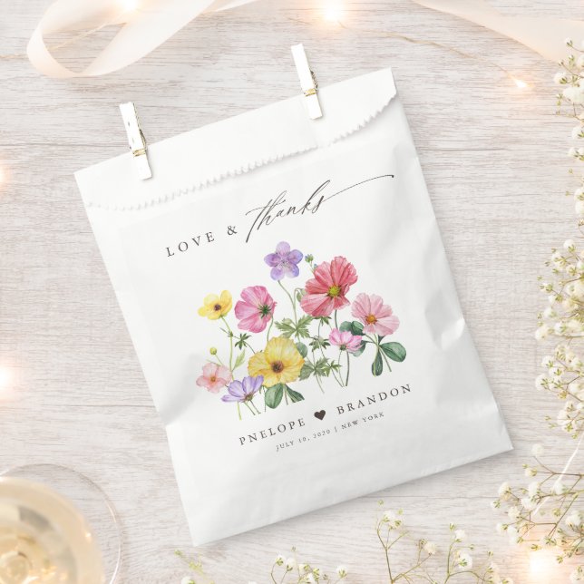 Wildflower Rustic Chic Floral Boho Country Wedding Favour Bag (Clipped)