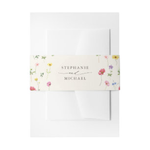 Wildflower Rustic Chic Floral Boho Country Wedding Invitation Belly Band