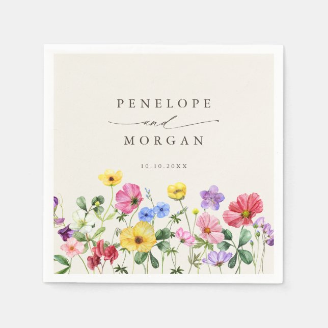 Wildflower Rustic Chic Floral Boho Country Wedding Napkin (Front)