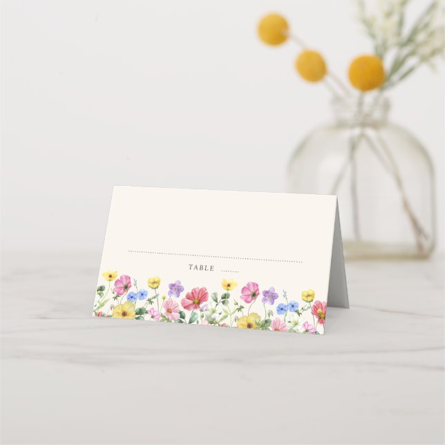 Wildflower Rustic Chic Floral Boho Country Wedding Place Card (Front)