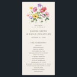 Wildflower Rustic Chic Floral Boho Country Wedding Program<br><div class="desc">Celebrate your love story with this elegant floral wedding program card featuring a charming watercolor wild flower design and modern calligraphy script. Perfect for a garden wedding, outdoor ceremony, or rustic boho celebration, this design blends whimsical floral elements with timeless elegance. Ideal for summer or spring weddings, the vibrant botanical...</div>