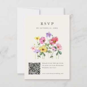Wildflower Rustic Chic Floral Boho Photo QR Code RSVP Card
