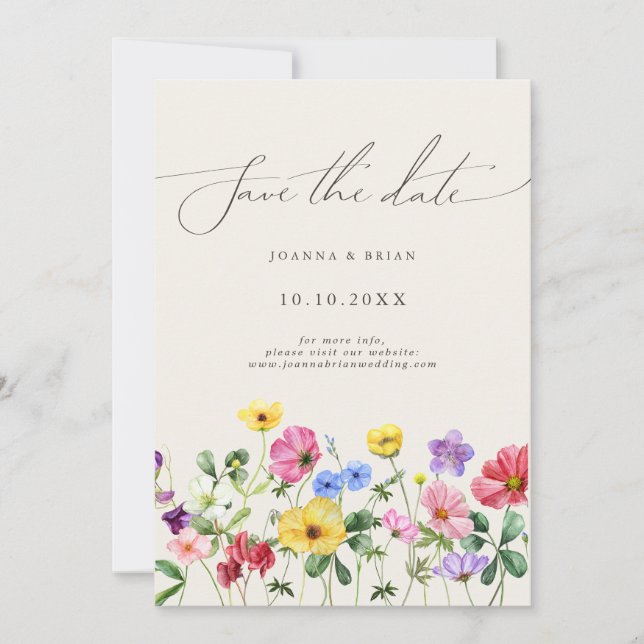 Wildflower Rustic Chic Floral Boho Save the Date   (Front)