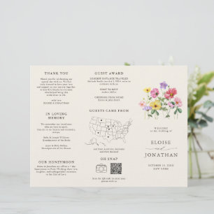 Wildflower Rustic Chic Floral Boho Wedding program