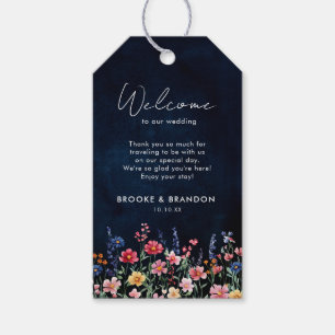 Wildflower Rustic Country Boho Floral Navy Wedding Gift Tags