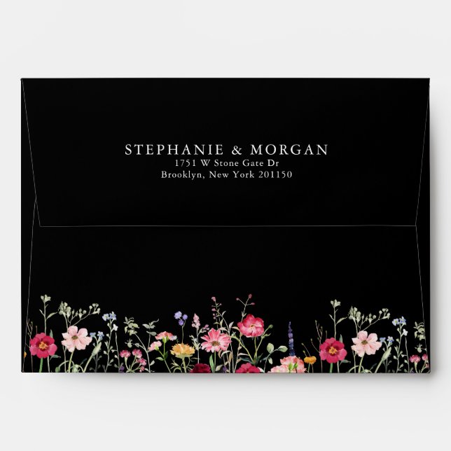 Wildflower Rustic Country Floral Garden Wedding Envelope (Back (Top Flap))