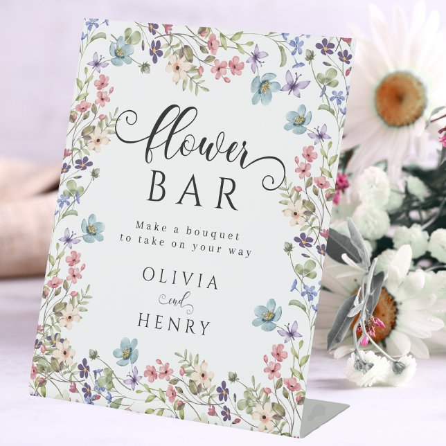  Wildflower Rustic Floral Wedding Flower Bar Sign (Creator Uploaded)