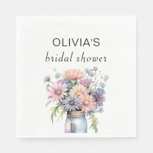 Wildflower Rustic Mason Jar Bridal Shower Paper  Napkin