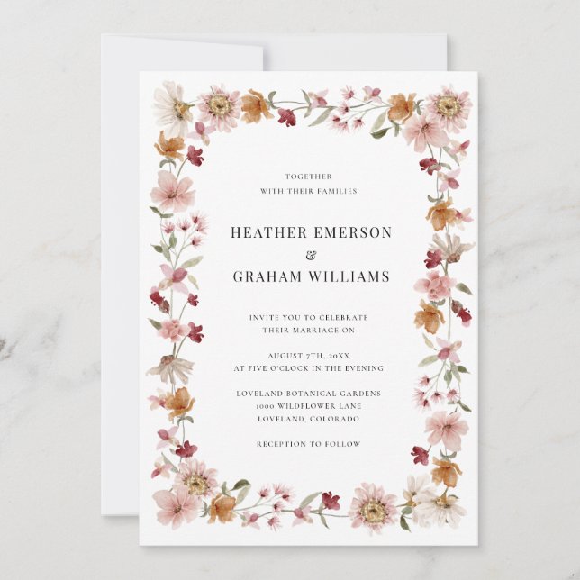 Wildflower Rustic Wedding Invitation (Front)