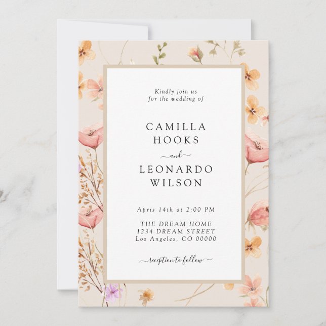 Wildflower Rustic Wildflower Wedding Photo  Invitation (Front)