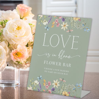 Wildflower Sage Bridal Shower Flower Bar Sign