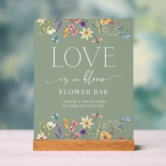 Wildflower Sage Bridal Shower Flower Bar Sign