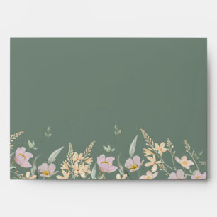 Wildflower Sage Deco Wedding Invitation Envelope