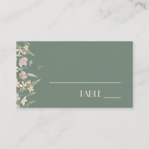 Wildflower Sage Deco Wedding Place Card