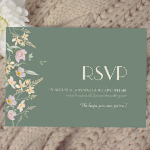 Wildflower Sage Deco Wedding Website RSVP