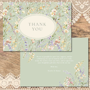 Wildflower Sage Green Baby Shower Thank You Card