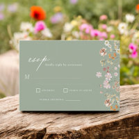 Wildflower Sage Green Boho Garden Wedding RSVP
