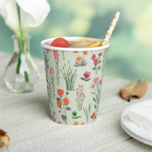 Wildflower Sage Green Bridal Shower  Paper Cups