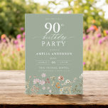 Wildflower Sage Green Garden Floral 90th Birthday Invitation<br><div class="desc">Celebrate in style with a garden floral calligraphy 90th birthday invitation, perfect for a milestone event. Featuring vibrant floral designs and elegant calligraphy, this invitation sets a whimsical yet sophisticated tone for your celebration. The lush garden theme blends natural beauty with graceful typography, creating a timeless and inviting look. Ideal...</div>