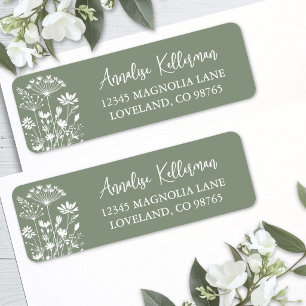 Wildflower Sage Green Return Address