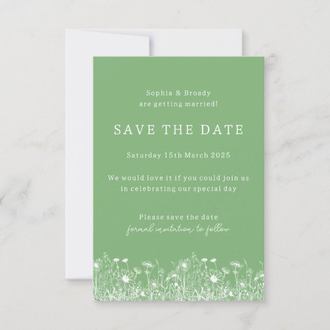 Wildflower Sage Green Save The Date (Front)