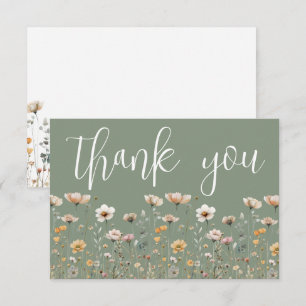 Wildflower Sage Green Thank You Card