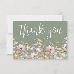 Wildflower Sage Green Thank You Card
