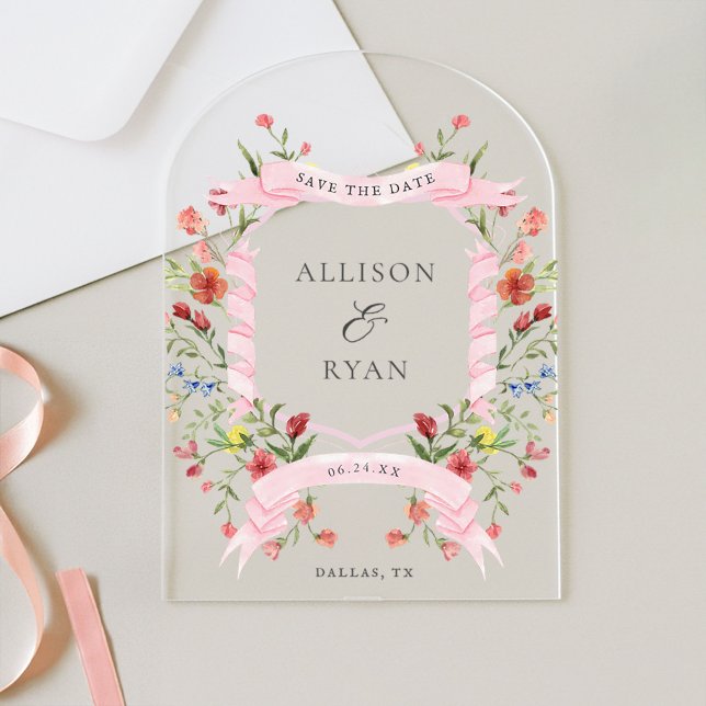 Wildflower Save The Date Arch Acrylic Invitations (Creator Uploaded)