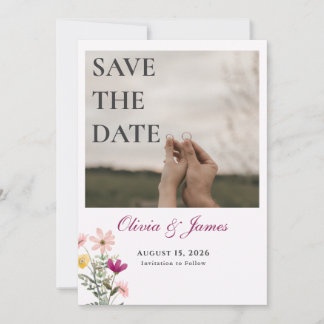 Wildflower Save the Date | Pink Floral Photo