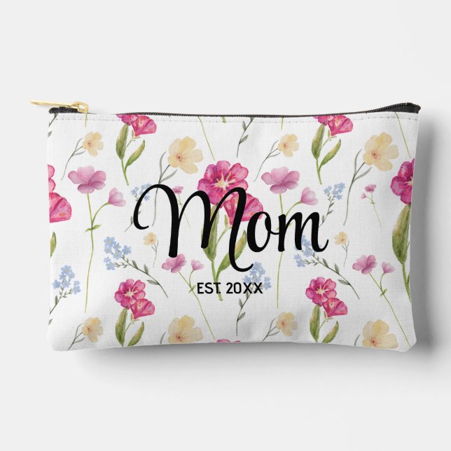 Wildflower Script Gift For Mom Established  Accessory Pouch (Front)