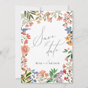 Wildflower Script Save The Date Invitation