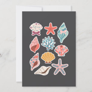 Wildflower Seashell Clam Summer Vibes Floral Beach Invitation