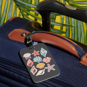 Wildflower Seashell Clam Summer Vibes Floral Beach Luggage Tag