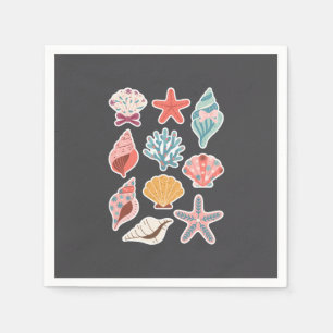 Wildflower Seashell Clam Summer Vibes Floral Beach Napkin