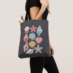 Wildflower Seashell Clam Summer Vibes Floral Beach Tote Bag
