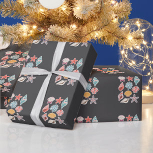 Wildflower Seashell Clam Summer Vibes Floral Beach Wrapping Paper