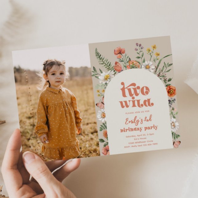 Wildflower Second Birthday Photo Invitation (Creator Uploaded)