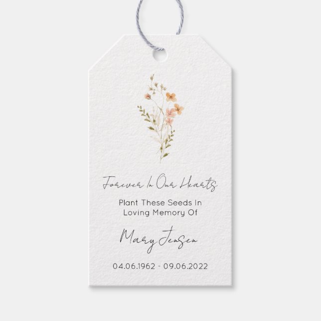 Wildflower Seed Packet Funeral Gift Tags (Front)