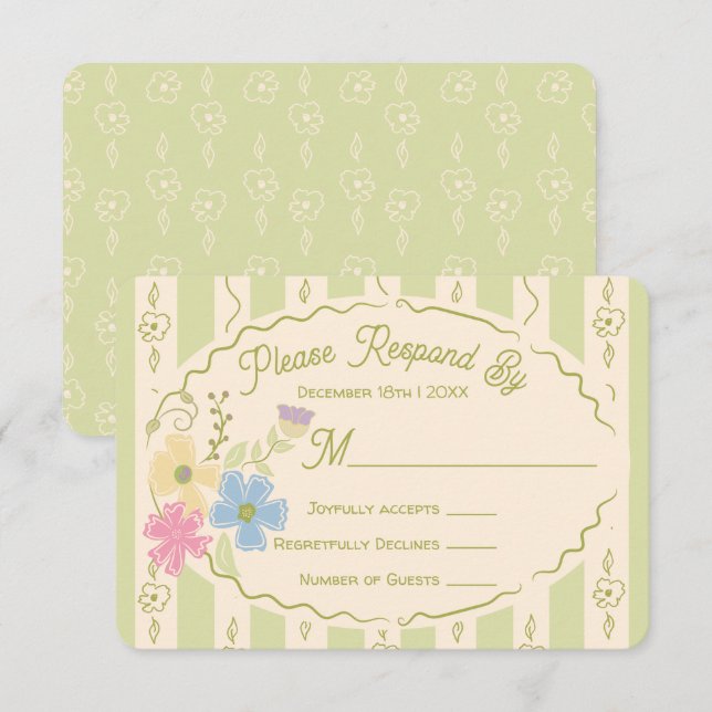 Wildflower Seed Packet Hand Drawn RSVP Response Invitation (Front/Back)